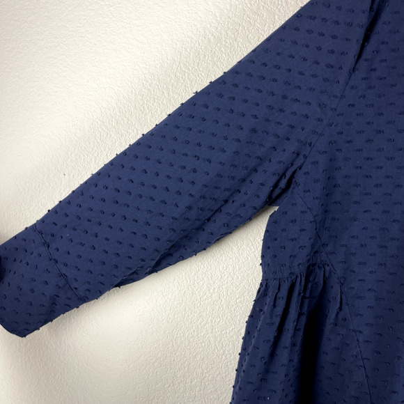 Pomander Place Tuckernuck Scarlett Top Womens Large Blue Swiss Dot Button Down - Picture 5 of 16